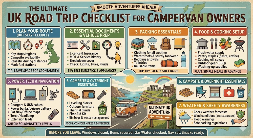 The Ultimate UK Road Trip Checklist for motorhome Owners